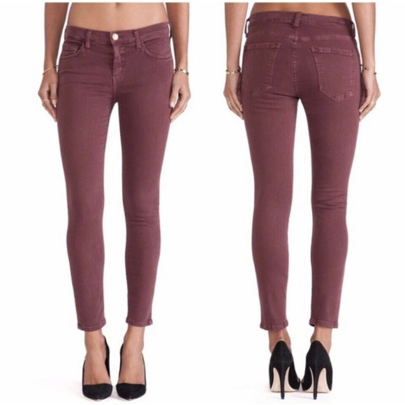 Current/Elliott 26 The Stiletto Jeans In Vintage Burgundy Actual W 27 x I 27 1/4 - Picture 1 of 9